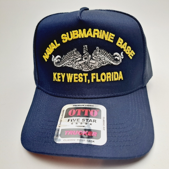 thepatriotspride.com Other - Naval Submarine Base Key West Florida Hat Cap Mesh Snapback Blue